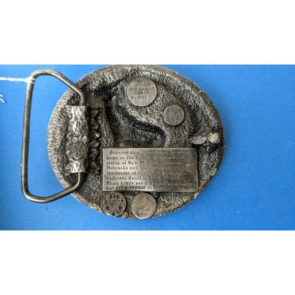 Vintage Bergamot Brass Works Longhorn Sheep Belt Buckle USA - Picture 4 of 8